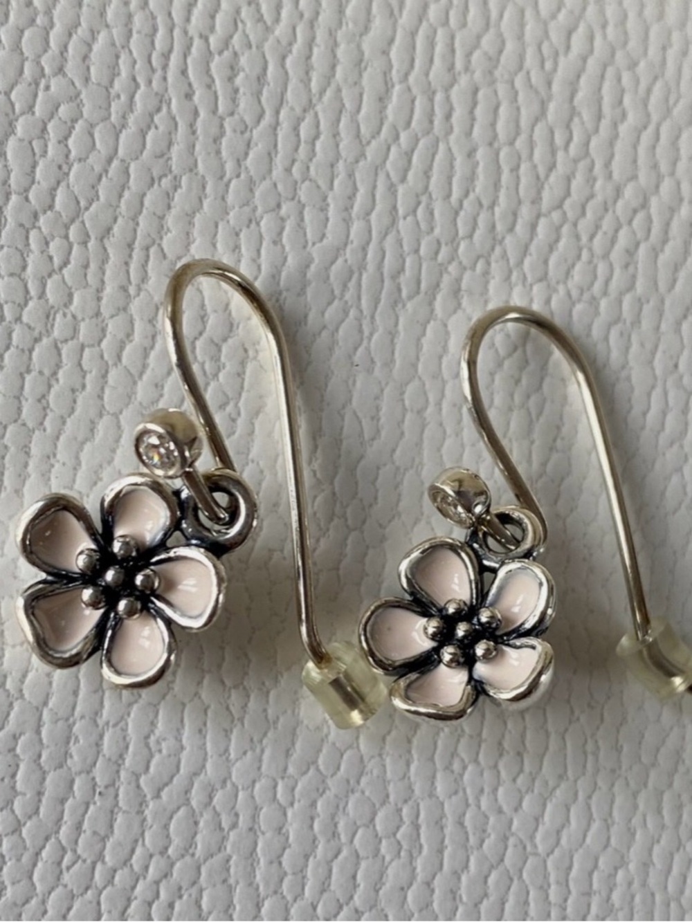 Pandora Genuine Cherry Blossom Compose Dangle Earrings.